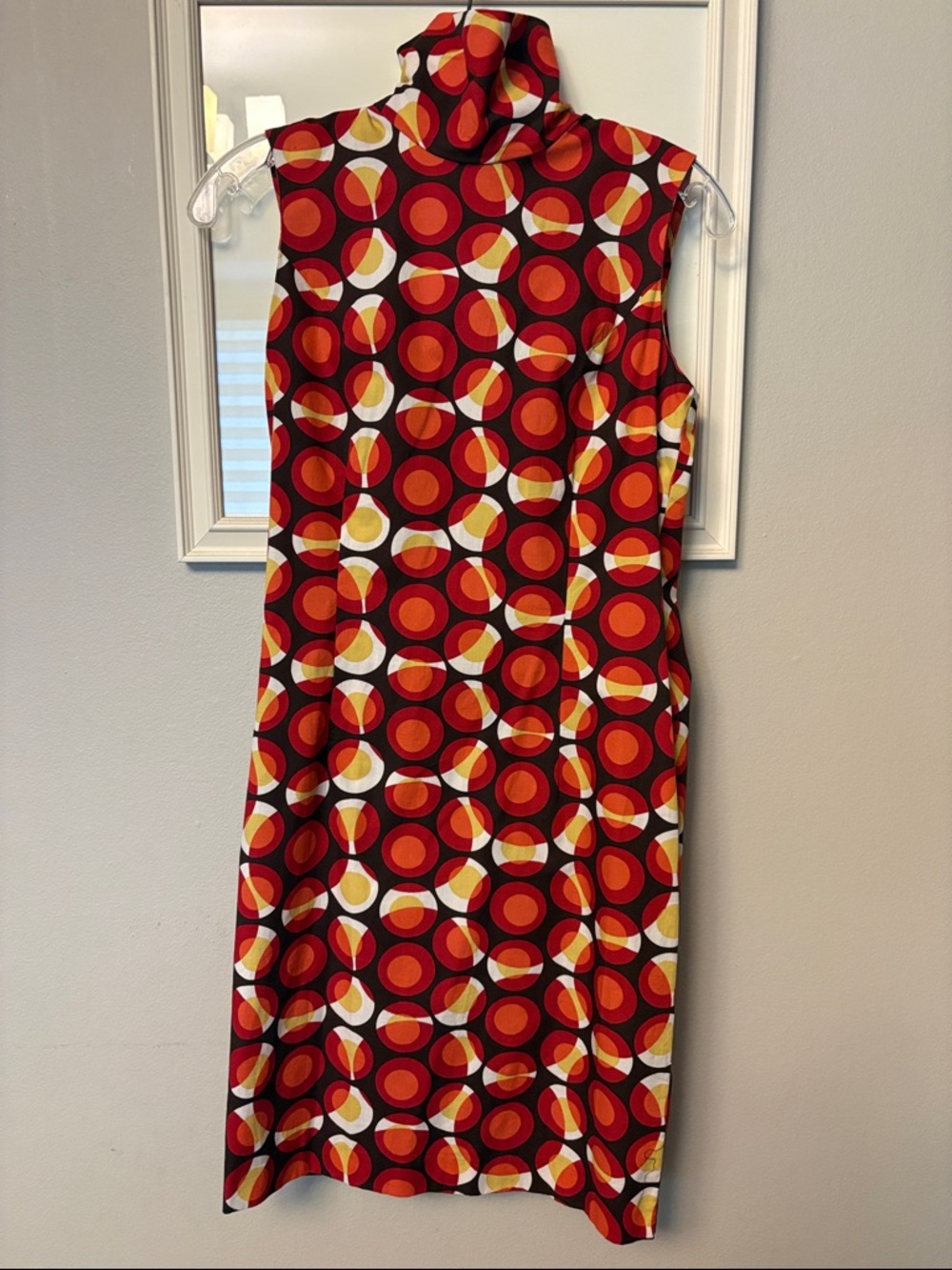 MEXC Retro Geometric Sleeveless Dress in Red women size 0
